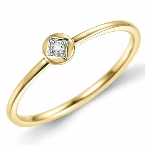 rund diamantring i 9 karat guld.- og hvidguld 0,01 ct