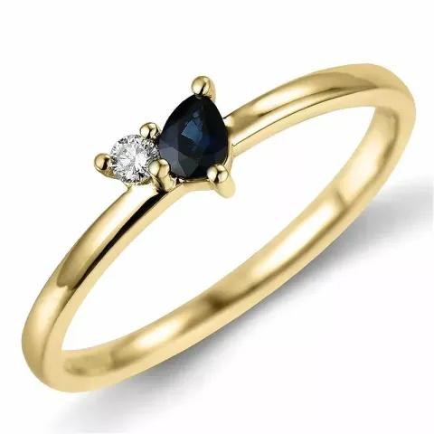 safir diamantring i 9 karat guld 0,22 ct 0,04 ct