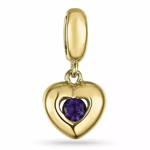 Hjerte ametyst vedhæng i 9 karat guld 0,10 ct