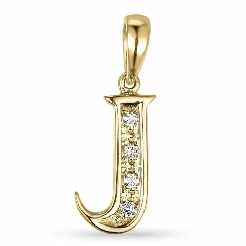Bogstav j diamant vedhæng i 9 karat guld 0,03 ct