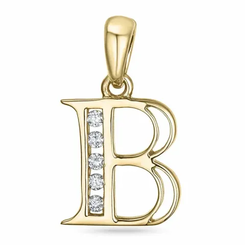 bogstav B diamant vedhæng i 9 karat guld 0,05 ct