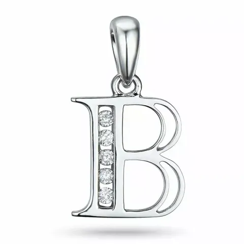 bogstav B diamant vedhæng i 9 karat hvidguld 0,05 ct