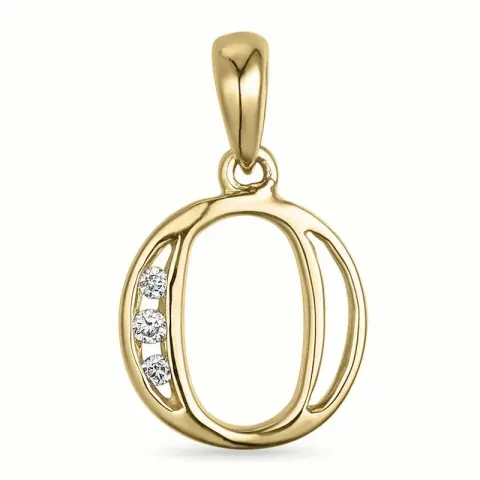 bogstav O diamant vedhæng i 9 karat guld 0,03 ct