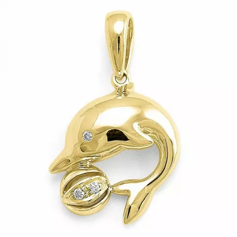 Delfin diamantvedhæng i 9 karat guld 0,01 ct