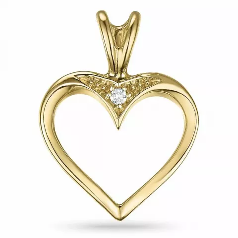 hjerte diamant vedhæng i 9 karat guld 0,009 ct