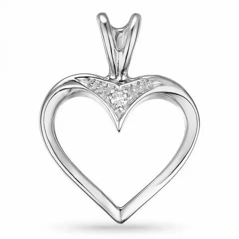 hjerte diamantvedhæng i 9 karat hvidguld 0,009 ct