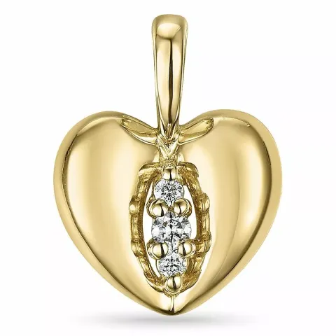 Hjerte diamant vedhæng i 9 karat guld 0,04 ct