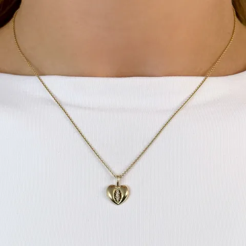Hjerte diamant vedhæng i 9 karat guld 0,04 ct
