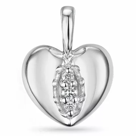Hjerte diamant vedhæng i 9 karat hvidguld 0,04 ct