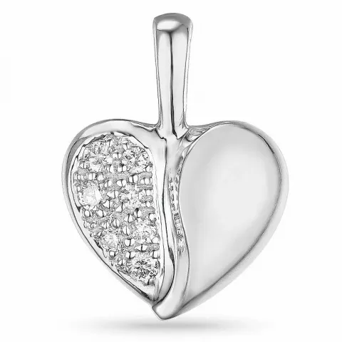 Hjerte diamant vedhæng i 9 karat hvidguld 0,08 ct