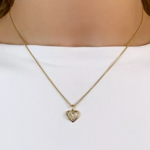 Hjerte diamant vedhæng i 9 karat guld 0,01 ct