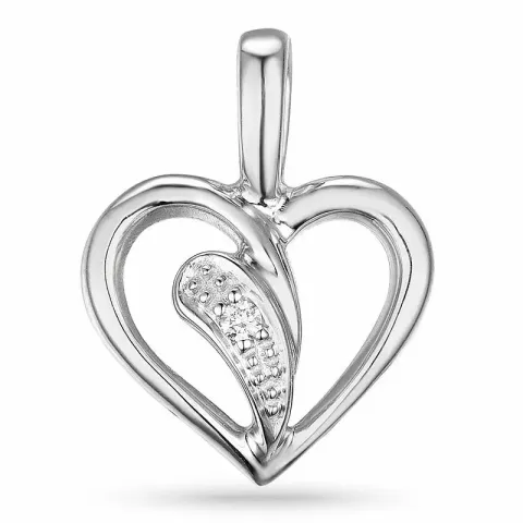 Hjerte diamant vedhæng i 9 karat hvidguld 0,01 ct