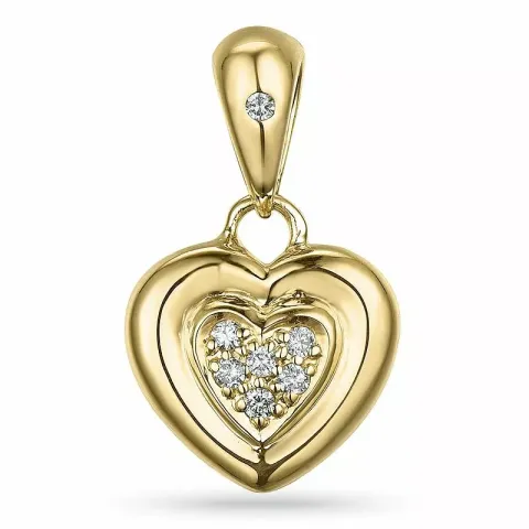 Hjerte diamant vedhæng i 9 karat guld 0,06 ct