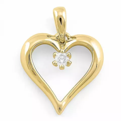 hjerte diamantvedhæng i 9 karat guld 0,07 ct