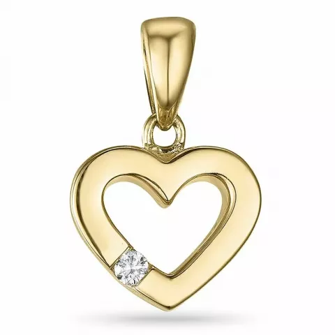 Hjerte diamant vedhæng i 9 karat guld 0,02 ct