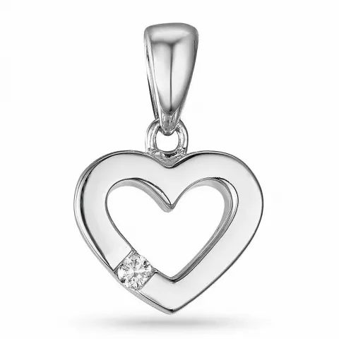 hjerte diamant vedhæng i 9 karat hvidguld 0,02 ct