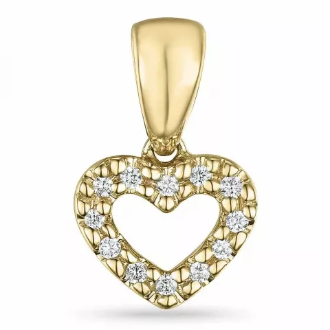 Hjerte diamant vedhæng i 9 karat guld 0,06 ct