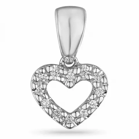 Hjerte diamant vedhæng i 9 karat hvidguld 0,06 ct