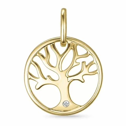livets træ diamant vedhæng i 9 karat guld 0,01 ct