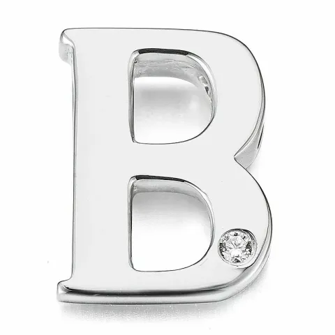 Bogstav b diamant vedhæng i 9 karat hvidguld 0,01 ct