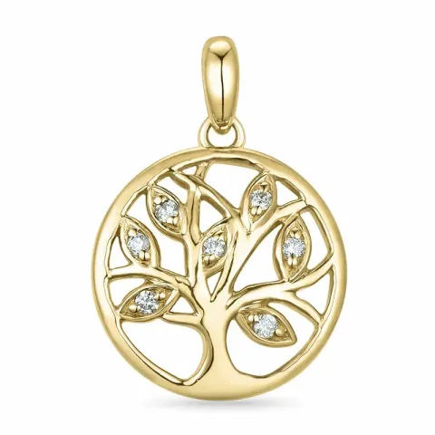 livets træ diamant vedhæng i 9 karat guld 0,05 ct