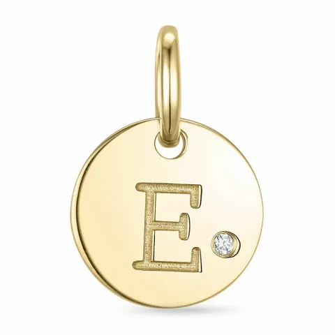 bogstav E diamant vedhæng i 9 karat guld 0,01 ct