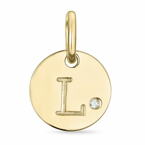 bogstav L diamant vedhæng i 9 karat guld 0,01 ct