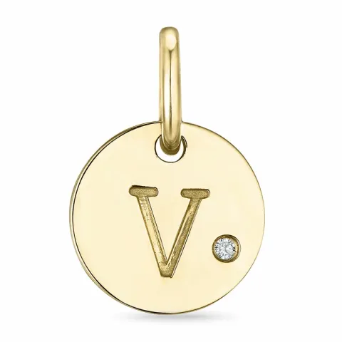 bogstav V diamant vedhæng i 9 karat guld 0,01 ct