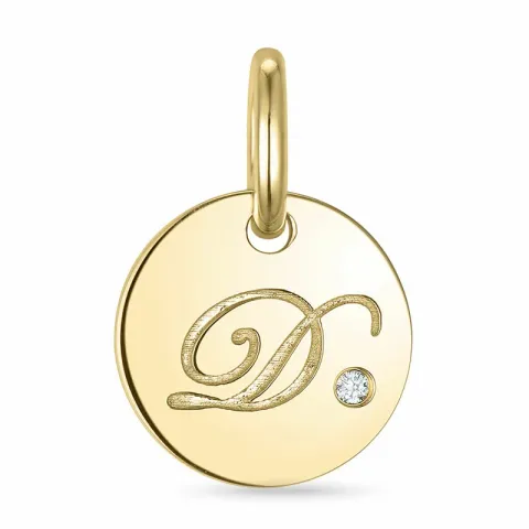 bogstav D diamant vedhæng i 9 karat guld 0,01 ct