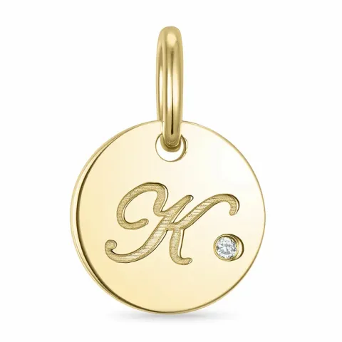 bogstav K diamant vedhæng i 9 karat guld 0,01 ct
