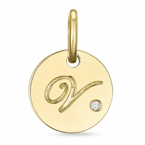 bogstav V diamant vedhæng i 9 karat guld 0,01 ct