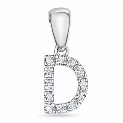 bogstav D diamant vedhæng i 9 karat hvidguld 0,072 ct