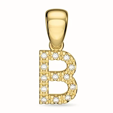 bogstav B diamant vedhæng i 9 karat guld 0,08 ct