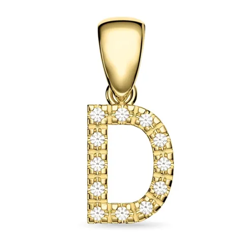 bogstav D diamant vedhæng i 9 karat guld 0,08 ct