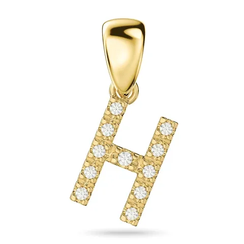 bogstav H diamant vedhæng i 9 karat guld 0,07 ct