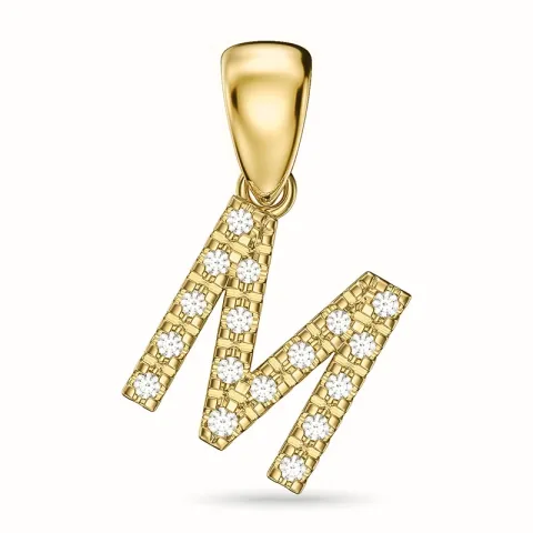 bogstav M diamant vedhæng i 9 karat guld 0,10 ct