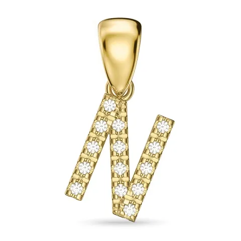 bogstav N diamant vedhæng i 9 karat guld 0,08 ct