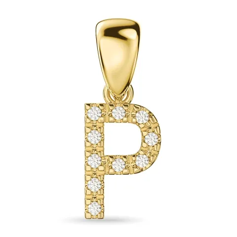 bogstav P diamant vedhæng i 9 karat guld 0,06 ct