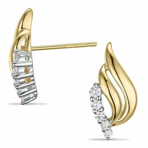Diamant øreringe i 9 karat guld og hvidguld med diamanter