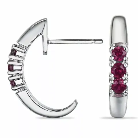 rubin halvcreoler i 9 karat hvidguld med rubin