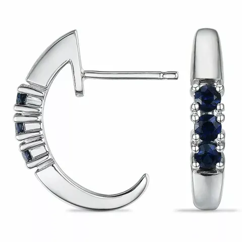 safir halvcreoler i 9 karat hvidguld med safir