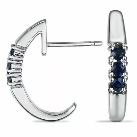 safir halvcreoler i 9 karat hvidguld med safir