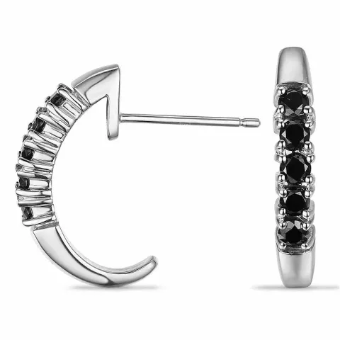 sorte diamant halvcreoler i 9 karat hvidguld med diamant