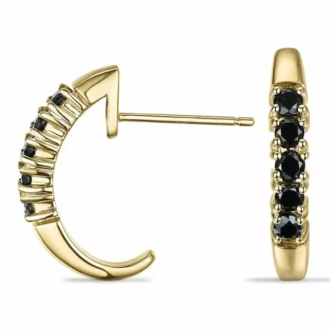 sorte diamant halvcreoler i 9 karat guld med diamant 