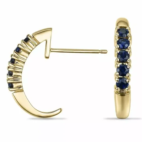 safir halvcreoler i 9 karat guld med safir