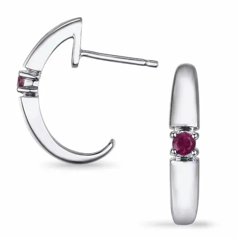 rubin halvcreoler i 9 karat hvidguld med rubin