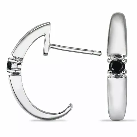 sorte diamant halvcreoler i 9 karat hvidguld med diamant