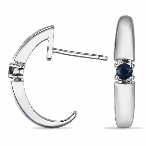 safir halvcreoler i 9 karat hvidguld med safir