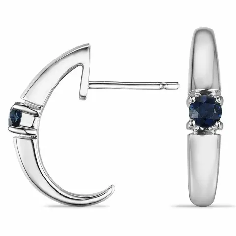 safir halvcreoler i 9 karat hvidguld med safir