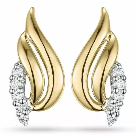 Diamant øreringe i 9 karat guld og hvidguld med diamanter 